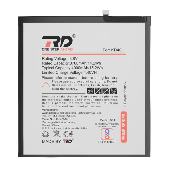 RD Mobile Battery Compatible with Motorola KD40