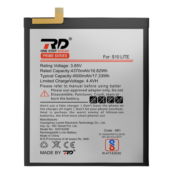 RD Mobile Battery Compatible with Samsung S10 LITE